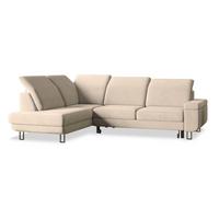 ECKSOFA LERMA L-S Creme Velours-Stoff mit Schlaffunktion - Silberfarben/Creme, Holz/Textil (253/190cm) - MASSENO
