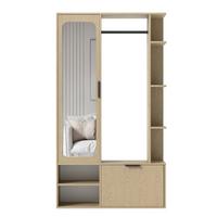 GARDEROBE mit Spiegel ELIOR - Naturfarben, Holz (100/189.4/33cm) - Idohome