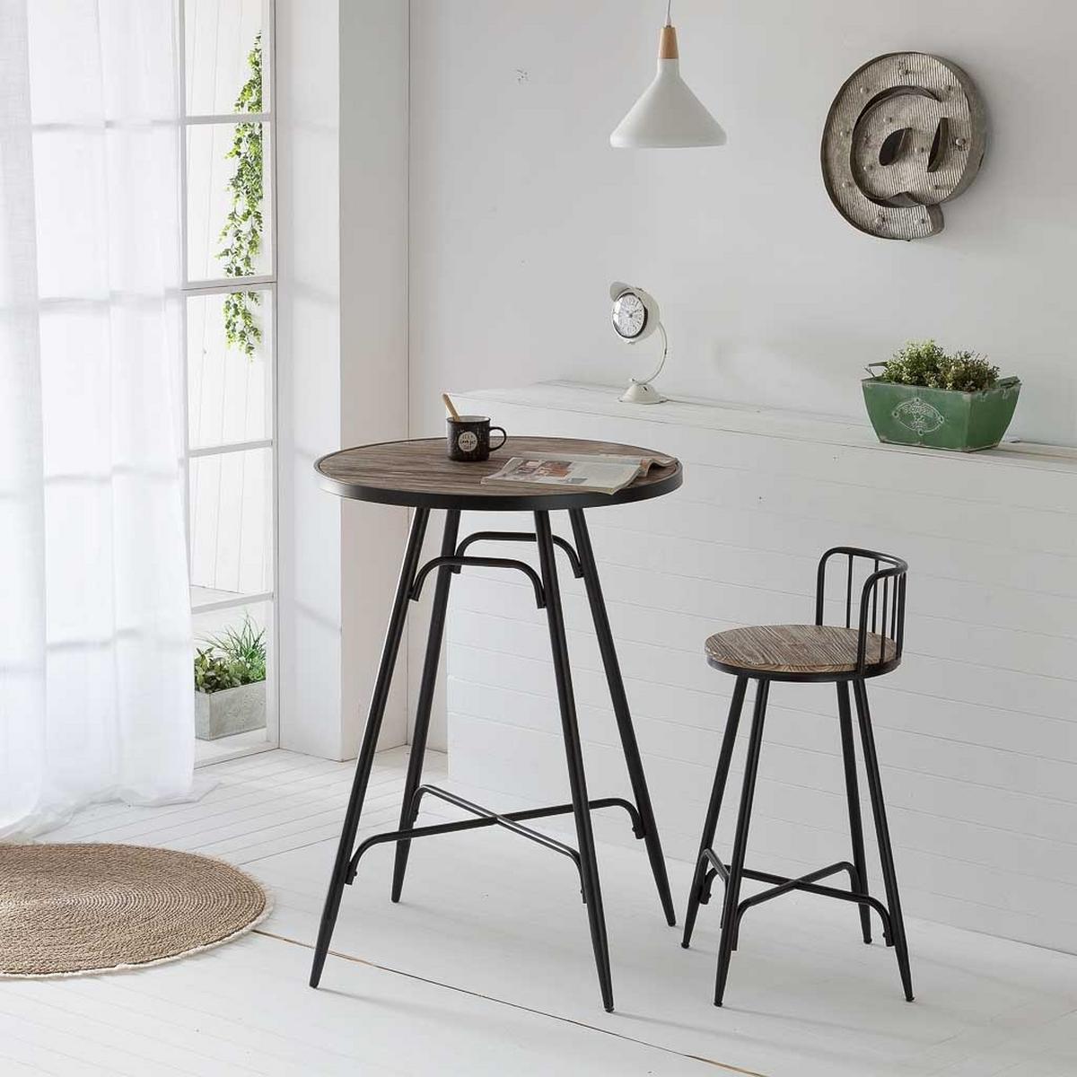 BARHOCKER aus Metall und Holz, grau, 41x88cm - Schwarz, Holz (41/88/41cm) - Wanderlust