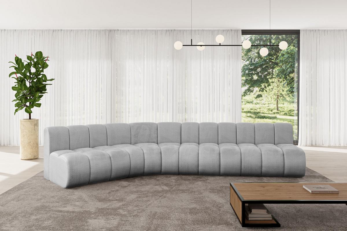 ECKSOFA modulares Sofa Montra-L2 - 381x174x70 cm Grau - Hellgrau, Holzwerkstoff/Textil (381/174cm) - ALTDECOR