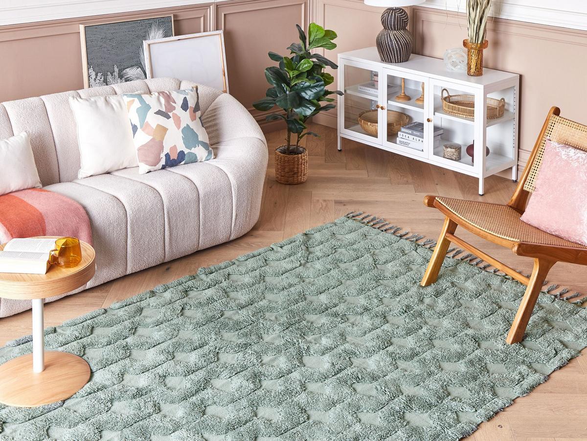 KURZFLOR-TEPPICH Kars 200/140 cm - Grün, Textil (140/200cm) - Beliani