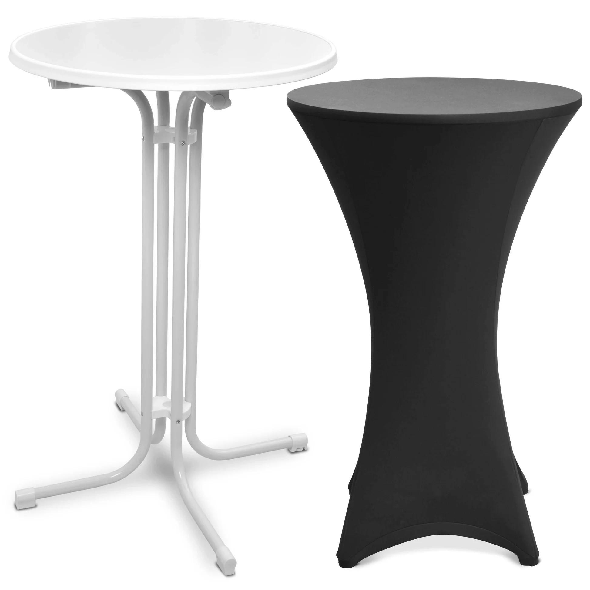 STEHTISCH Bellini Ø 80cm Weiß mit Stella Stehtischhusse Ø 80cm Schwarz - Schwarz/Weiß, Metall (80/80/110cm) - Beautissu 