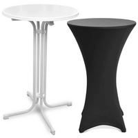STEHTISCH Bellini Ø 80cm Weiß mit Stella Stehtischhusse Ø 80cm Schwarz - Schwarz/Weiß, Metall (80/80/110cm) - Beautissu 