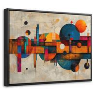 LEINWAND Bilder mit Rahmen - Vintage - Moderne Kunst - Orange - Geometrische Formen - 40x30 - Multicolor, Textil (40/30cm) - MuchoWow