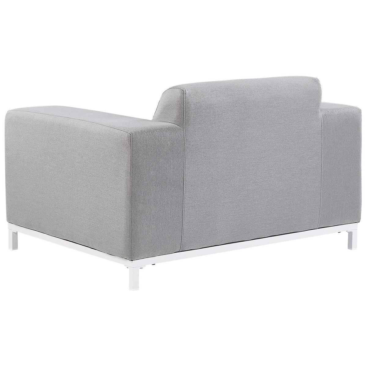 SESSEL 2er-SET Polsterbezug hellgrau/weißes Gestell Rovigo - Weiß/Grau, Textil (105/68/84cm) - Beliani