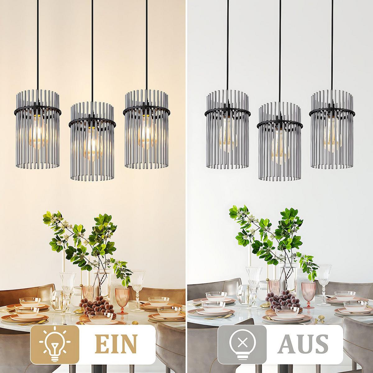 PENDELLEUCHTE BEESKOW Ⅲ 48/5/150 cm - Schwarz, Metall (48/5/150cm) - Nettlife