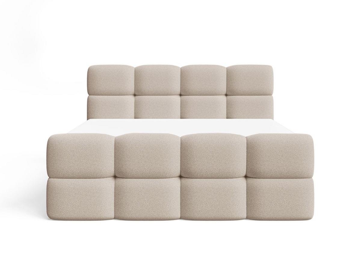 BOXBETT Rivon 160x200 Bouclé-Stoff Beige - Beige, Holz/Textil (160/200cm) - Graingold