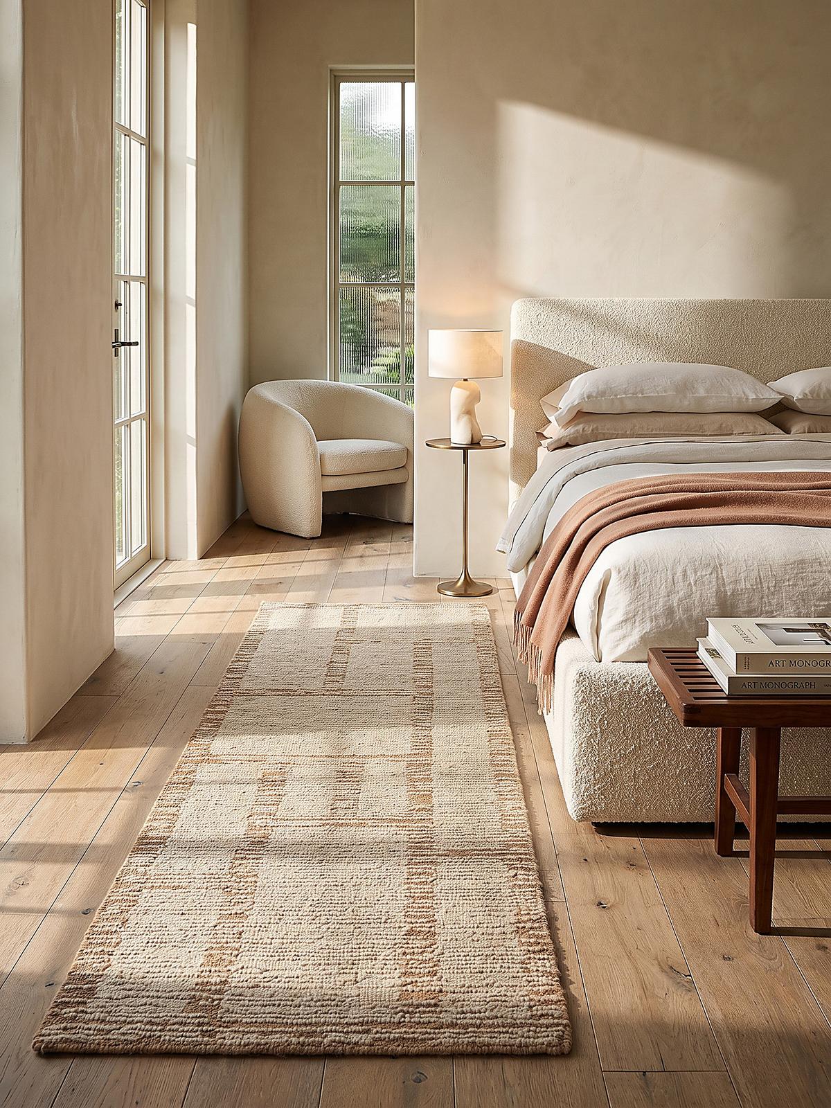 TEPPICHLÄUFER handgetuftet GANNEL, Blockdesign, Natur, 80 x 230 cm - Beige, Textil (80/230cm) - KADIMA DESIGN