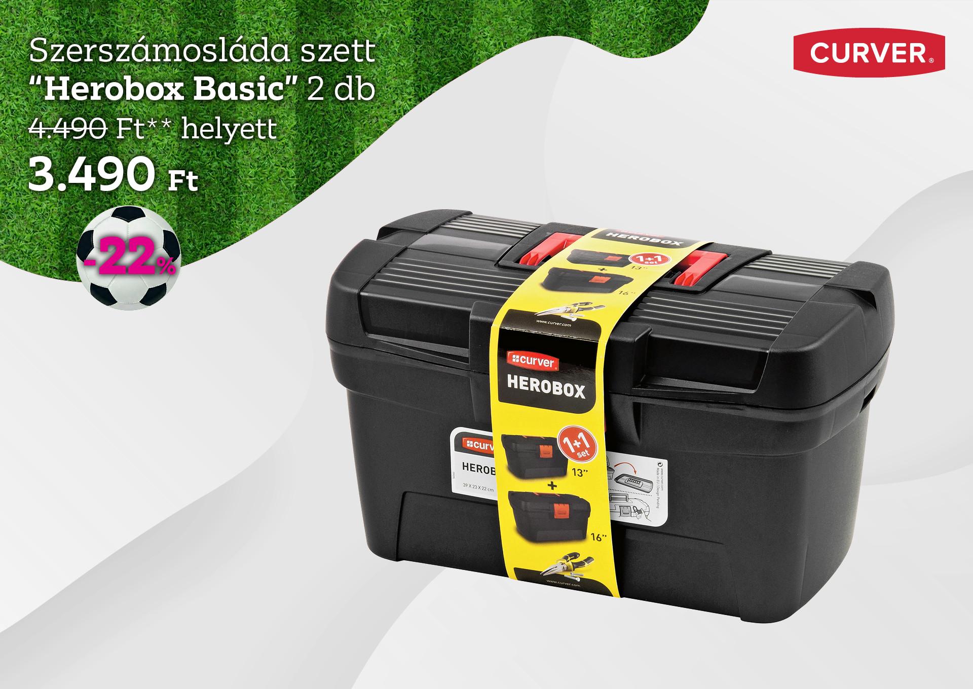 Szerszámosláda szett HEROBOX BASIC 2db 4490 Forint helyett 3490 Forint, kedvezmény mértéke 22%