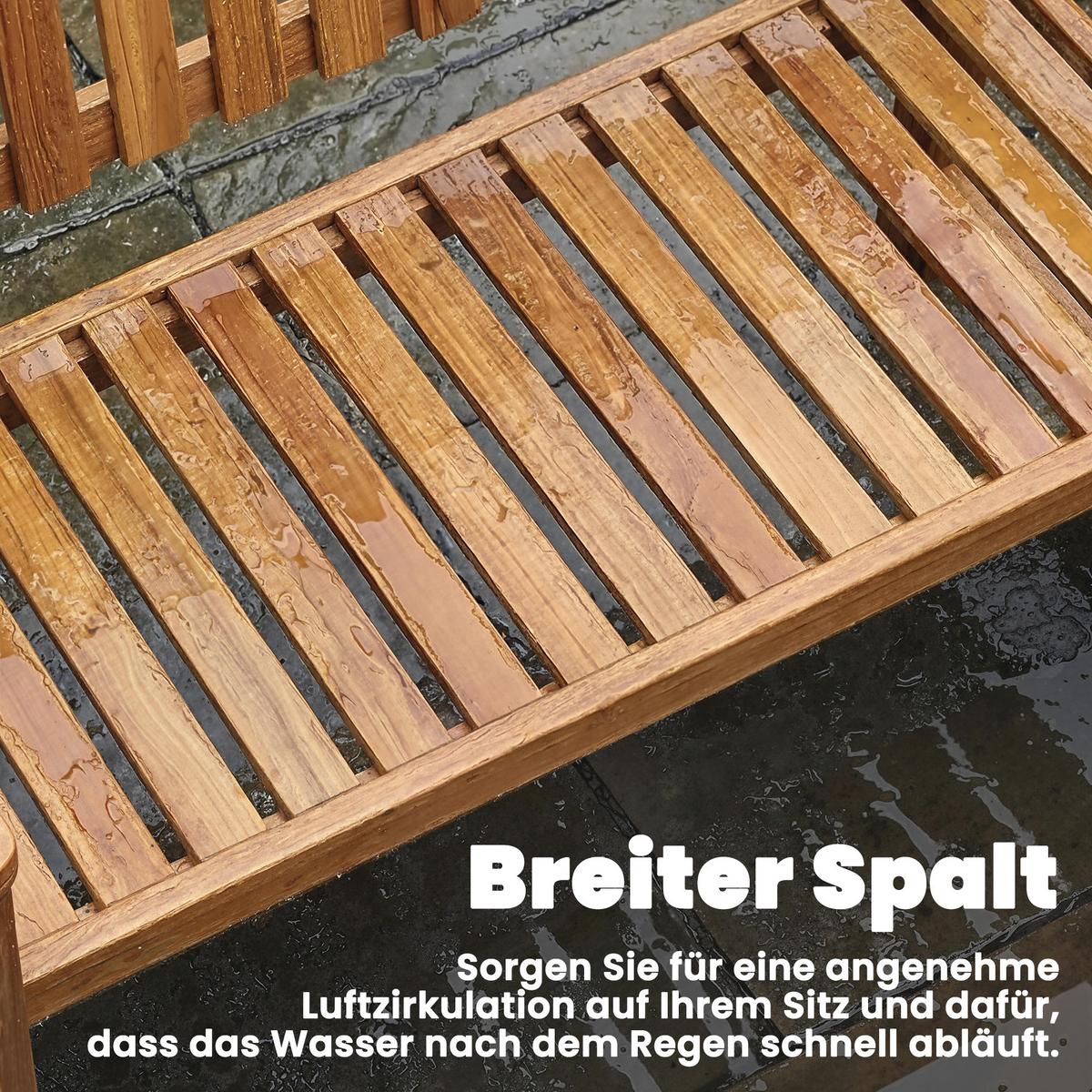 GARTENBANK Akazienholz Naturholz - Naturfarben, Holz (64/92/112cm) - Outsunny