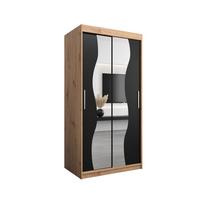 SCHWEBETÜRENSCHRANK 200/100/62 2-türig - Silberfarben/Schwarz, Holz/Kunststoff (100/200/62cm) - MÖBEL KRYSPOL