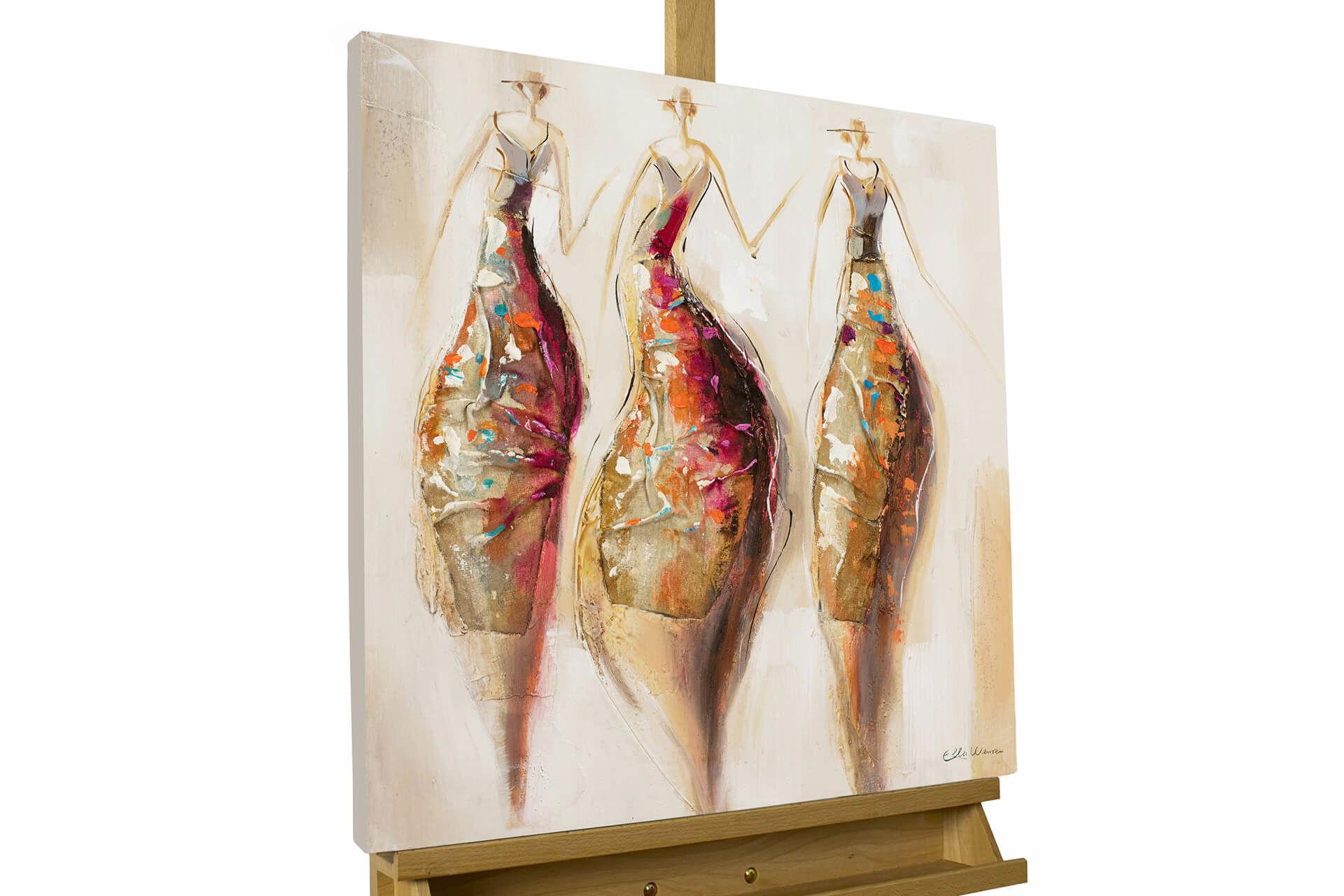ACRYLBILD HANDGEMALT 60/60 cm - Beige/Braun, Holz/Textil (60/60cm) - KUNSTLOFT