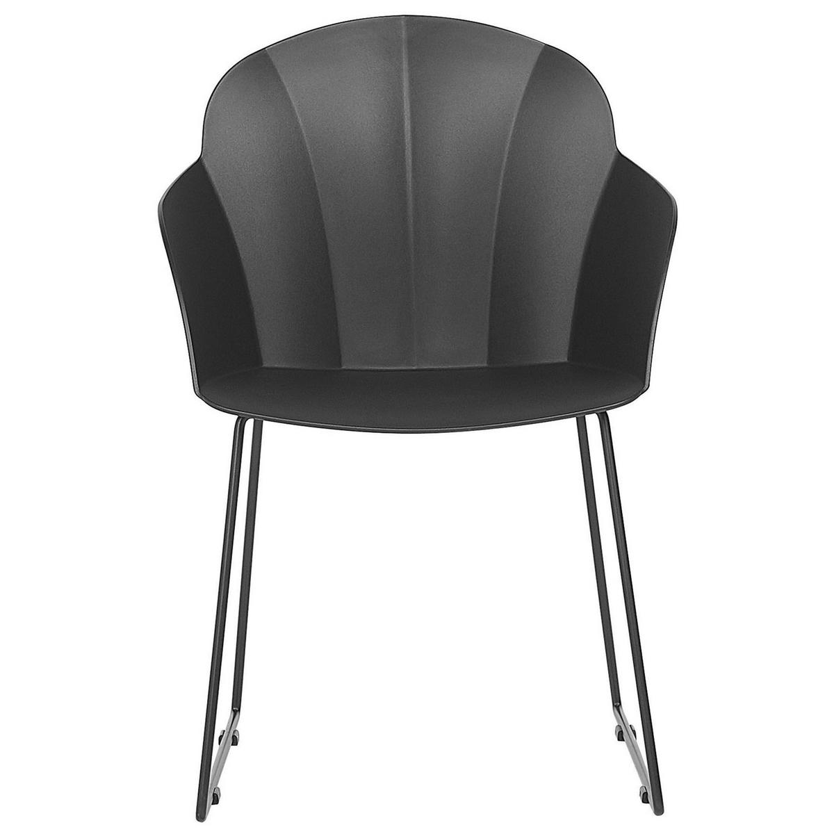 ESSZIMMERSTUHL 2er-Set Kunststoff Schwarz Sylva - Schwarz, Kunststoff/Metall (58/85/54cm) - Beliani