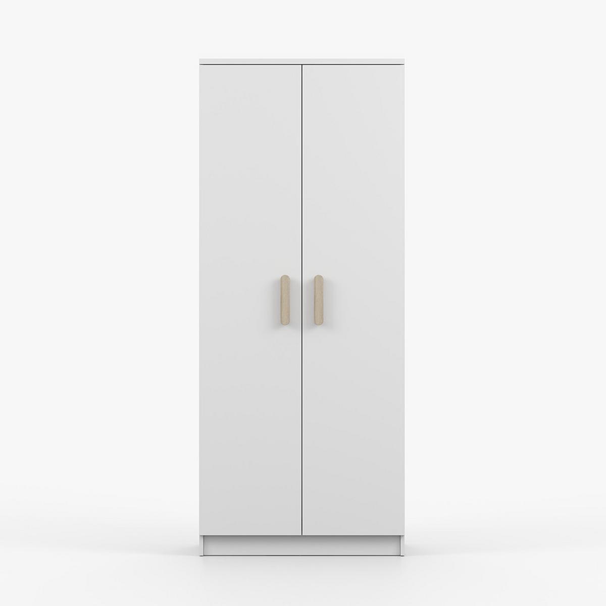 DREHTÜRENSCHRANK 80/192/50 cm 2-türig Jonas I 06 Weiß/Weiß + sonomaeichefarbene Griffe - Weiß/Sonoma Eiche, Holz/Holzwerkstoff (80/192/50cm) - imoebel24