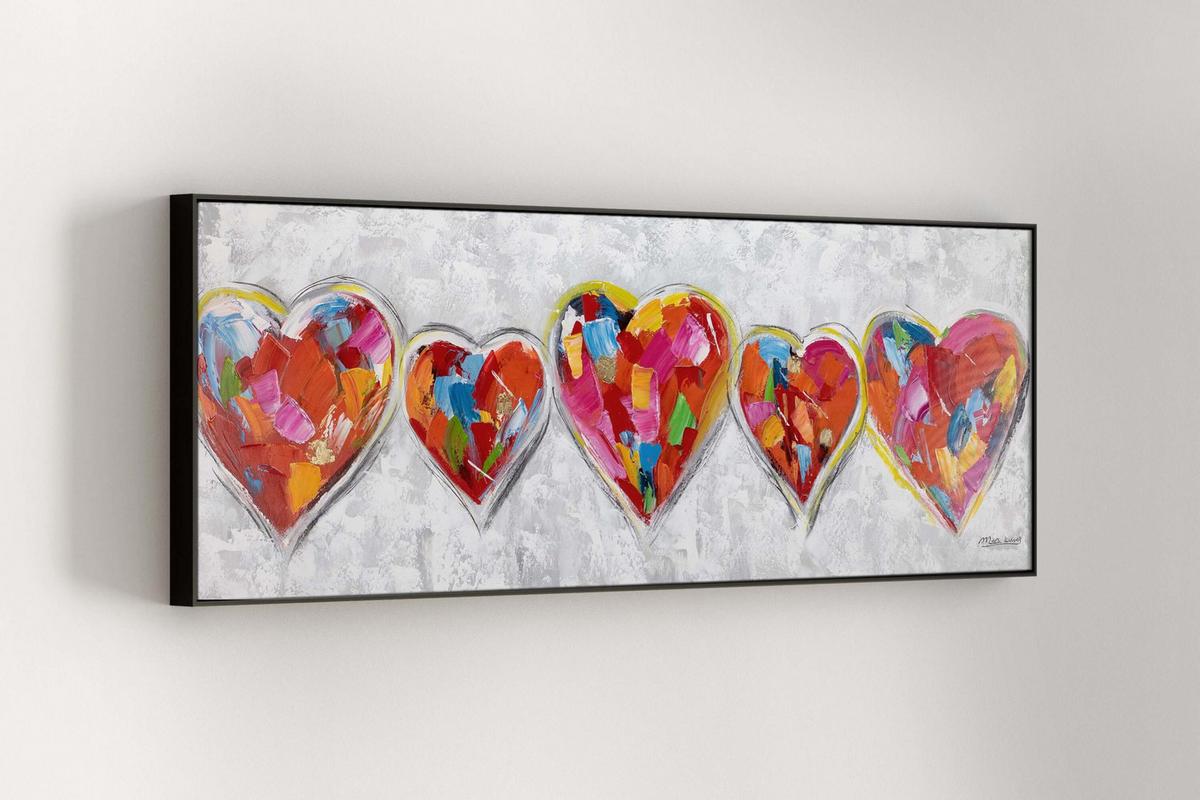 ACRYLBILD HANDGEMALT 150/50 cm - Multicolor/Grau, Holz/Textil (150/50cm) - KUNSTLOFT