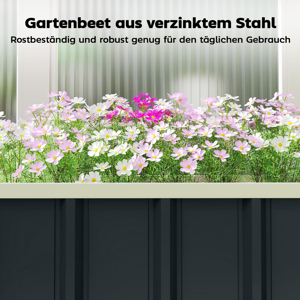 HOCHBEET Verzinkter Stahl Kunststoff Dunkelgrau 136/52/31 cm - Dunkelgrau, Metall (52/31/136cm) - Outsunny