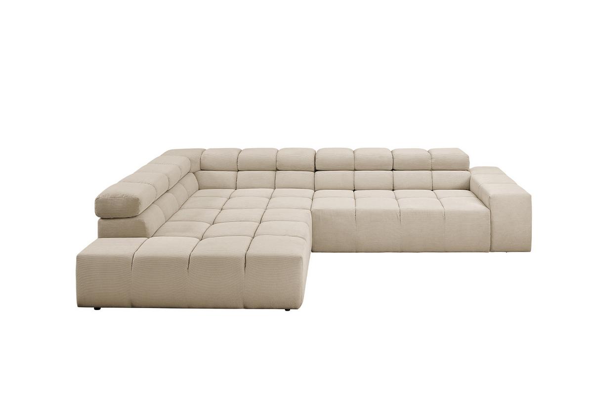 ECKSOFA NEVADA Beige Cord - Beige/Schwarz, Kunststoff/Textil (319/215cm) - KAWOLA