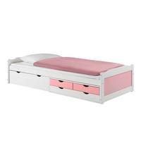 FUNKTIONSBETT ANDREA 90x200 cm weiß/rosa - Weiß/Rosa, Holz (99/49/205cm) - IDIMEX