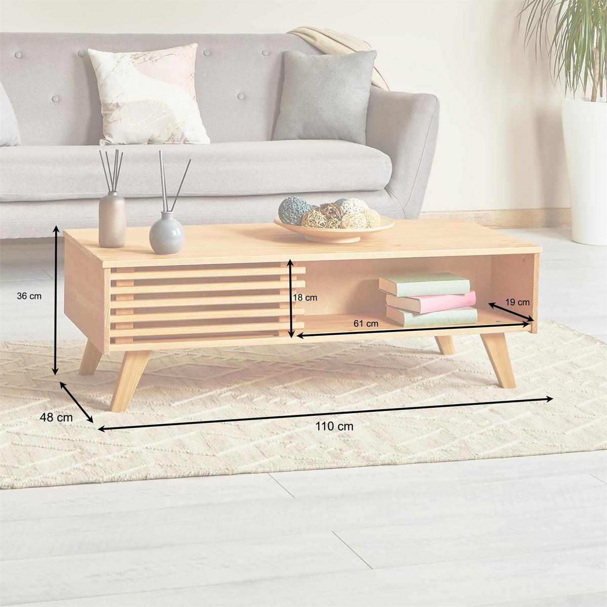 COUCHTISCH SEAN - Braun, Holz (47/110/36cm) - IDIMEX