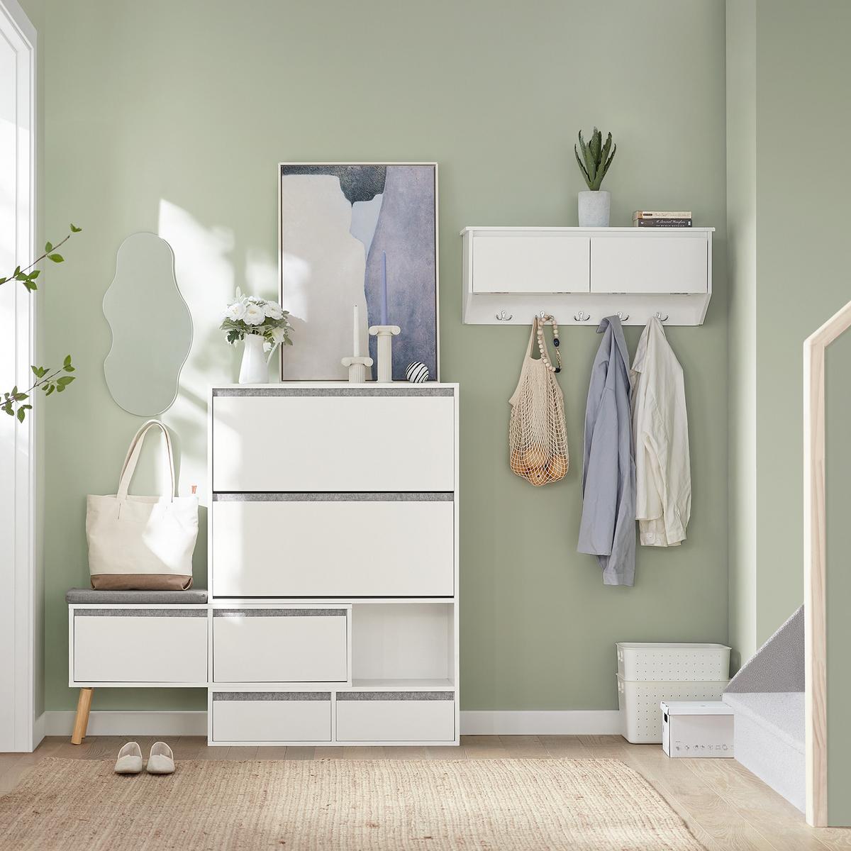 SCHUHSCHRANK Weiß - Weiß, Holzwerkstoff (92/115/24cm) - SoBuy