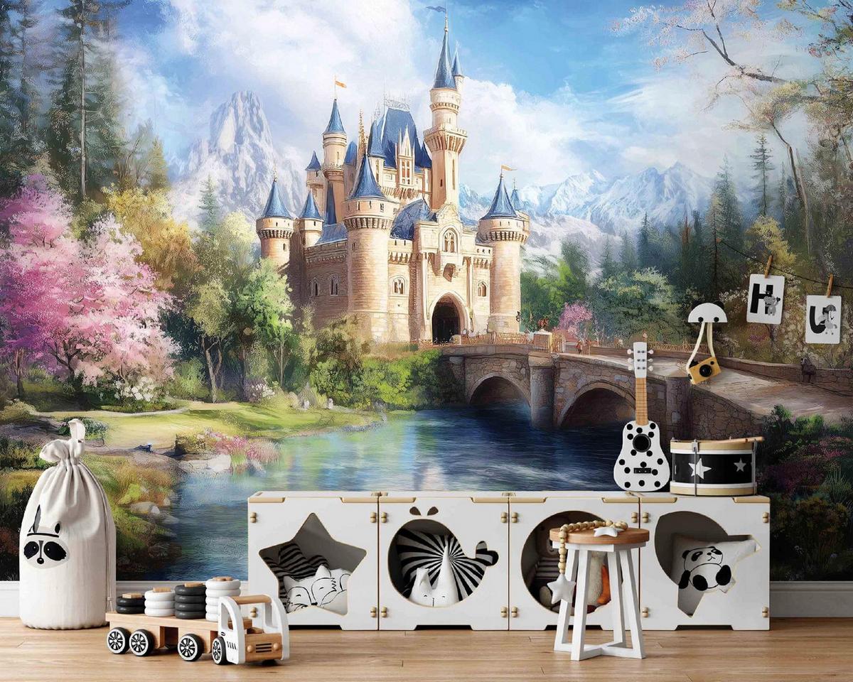 FOTOTAPETE Kinderzimmer Mädchen Schloss 250x175 - Multicolor, Papier (250/175cm) - Wallarena
