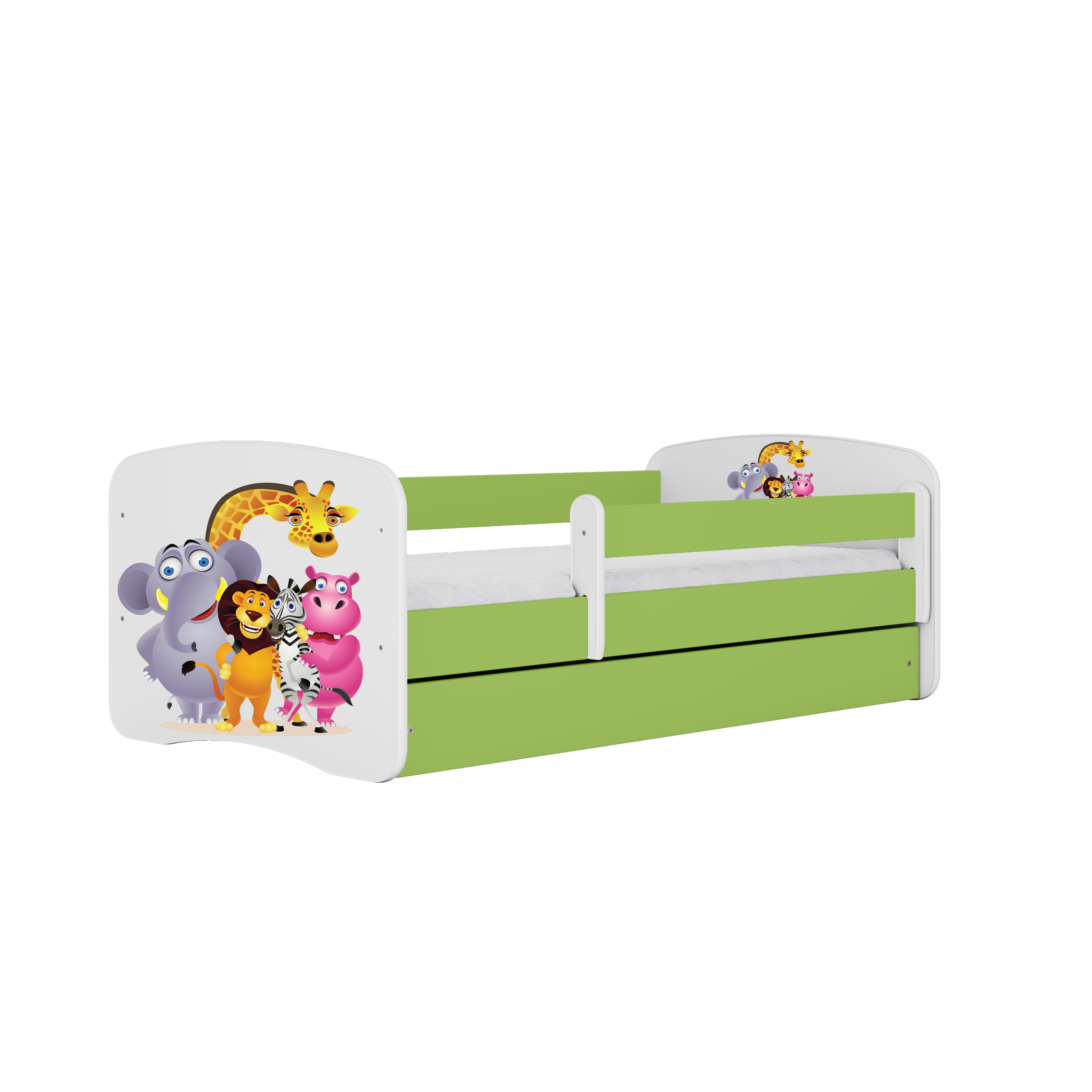 KINDERBETT ZOO mit Schublade und Matratze 180/80 - Grün, Holzwerkstoff (80/180cm) - RAUMHIRSCH FURNITURE