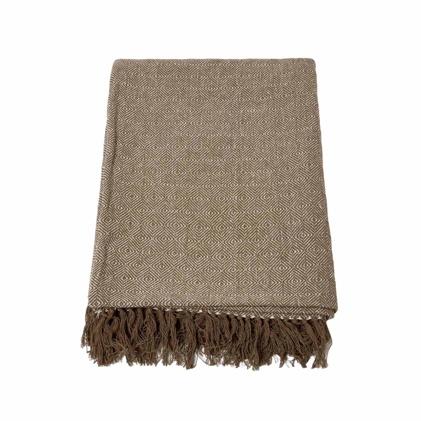 ÜBERWURF Malda 225/255 cm, Baumwolle mit Rautenmuster - Braun, Textil (225/255cm) - Homescapes