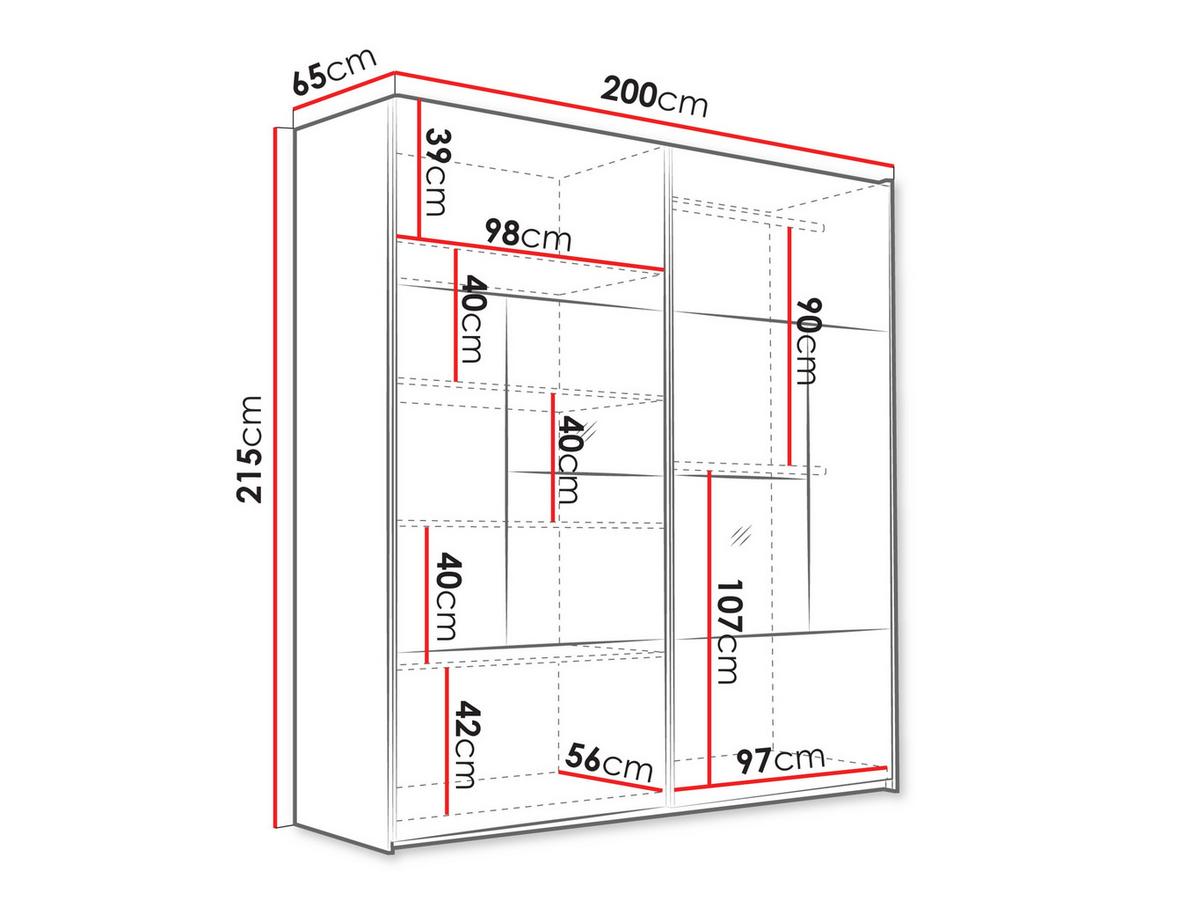 SCHIEBETÜRENSCHRANK Boston 200 - Silberfarben/Graphitfarben, Holzwerkstoff/Metall (200/215/65cm) - MIRJAN24