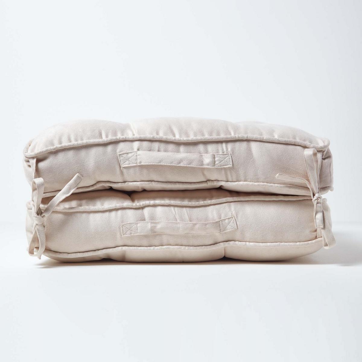 SITZKISSEN Velours klappbar 50/50/10 cm – creme - Creme, Textil (50/50/10cm) - Homescapes