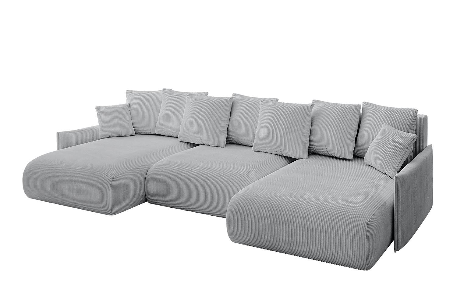 WOHNLANDSCHAFT mit Schlaffunktion und Bettkasten ONESK-U-v1 317x177x72 Grau Cord - Grau, Holzwerkstoff/Kunststoff (317/72/177cm) - ALTDECOR