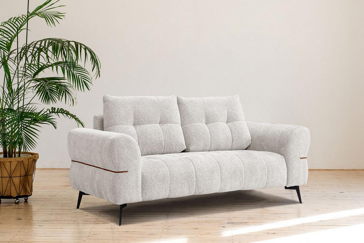 SOFA SALVINI 2,5-Sitzer, weiß - Schwarz/Weiß, Holzwerkstoff/Textil (176/88/99cm) - Wozimo