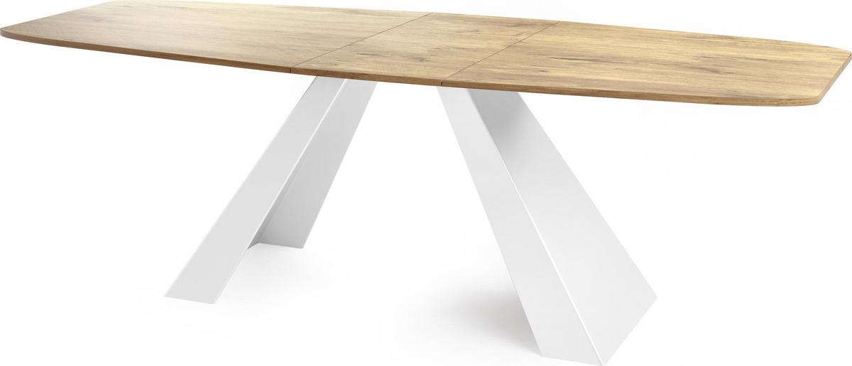 ESSTISCH Monte Weiß rechteckig ausziehbar, Lancelot Eiche 160-200/80/76 cm - Eichefarben/Weiß, Holzwerkstoff/Metall (80/198/76cm) - WFL GROUP