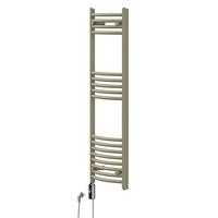 HANDTUCHHEIZKÖRPER elektrisch 400 x 1200 mm Beige Badheizkörper gebogen mit Seitenanschluss mit Heizstab 600W - Beige, Metall (40/120/3cm) - LuxeBath