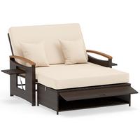 SONNENLIEGE geflochtene Doppel liege beige - Beige, Metall (164/88/72cm) - COSTWAY