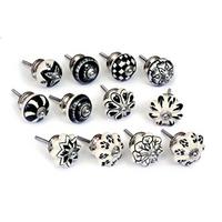 KERAMIKKNÖPFEN Set mit 12 schwarz-weißen Keramikknöpfen 40 mm Durchmesser - Weiß, Keramik (4/4/6.9cm) - Nacnic