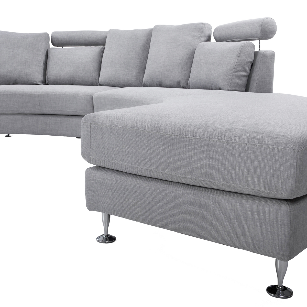 7-SITZER-SOFA mit Ottomane Polyester Grau Rotunde - Grau, Textil (448/76/236cm) - Beliani