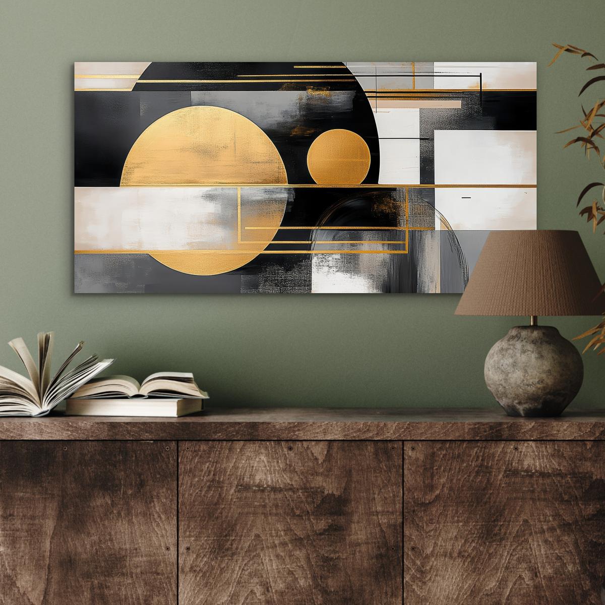 METALLBILD Abstrakt - Gold - Silber - Formen - Ästhetisch - Modern 80x40 cm - Goldfarben, Metall (80/40cm) - MuchoWow