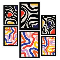 POSTER Set Mit 6 Florid Wie In Farbenfrohe Zusammenfassungen A3 & A4 Schwarzer Rahmen - Schwarz, Papier (29/3cm) - Nacnic
