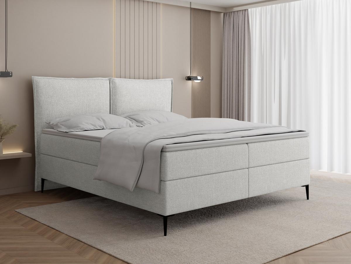 BOXBETT Calio Rise mit Bettkasten, Grau Chenille 120x200 cm – inkl. H4 Taschenfederkern Matratze & Foam Topper - Schwarz/Grau, Holz/Holzwerkstoff (120/200cm) - WFL GROUP