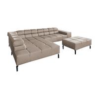 ECKSOFA NELSON Grau Leder - Schwarz/Grau, Leder/Metall (321/216cm) - KAWOLA