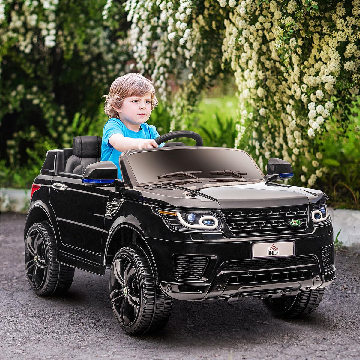 KINDER Elektroauto, SUV mit Fernbedienung, Musikfunktion, bis 5 km/h, Schwarz - Schwarz, Metall (110/68/52cm) - HOMCOM