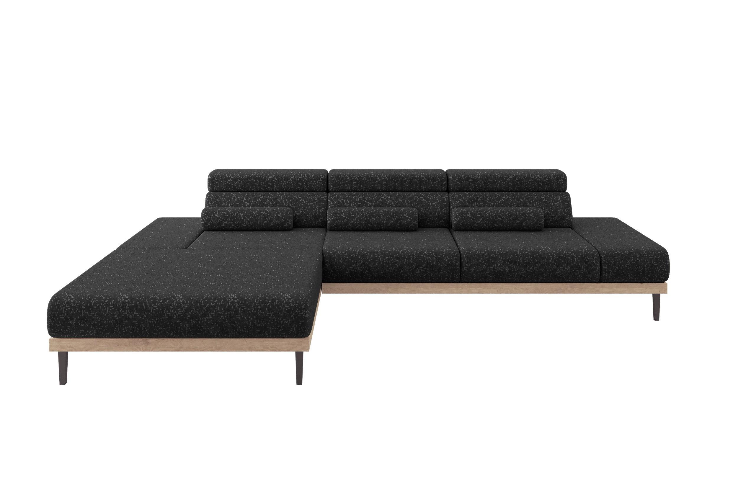 ELEKTRISCHES ECKSOFA Links MONA 316x205x85 Schwarz Velours - Schwarz, Holzwerkstoff/Textil (316/205cm) - ALTDECOR