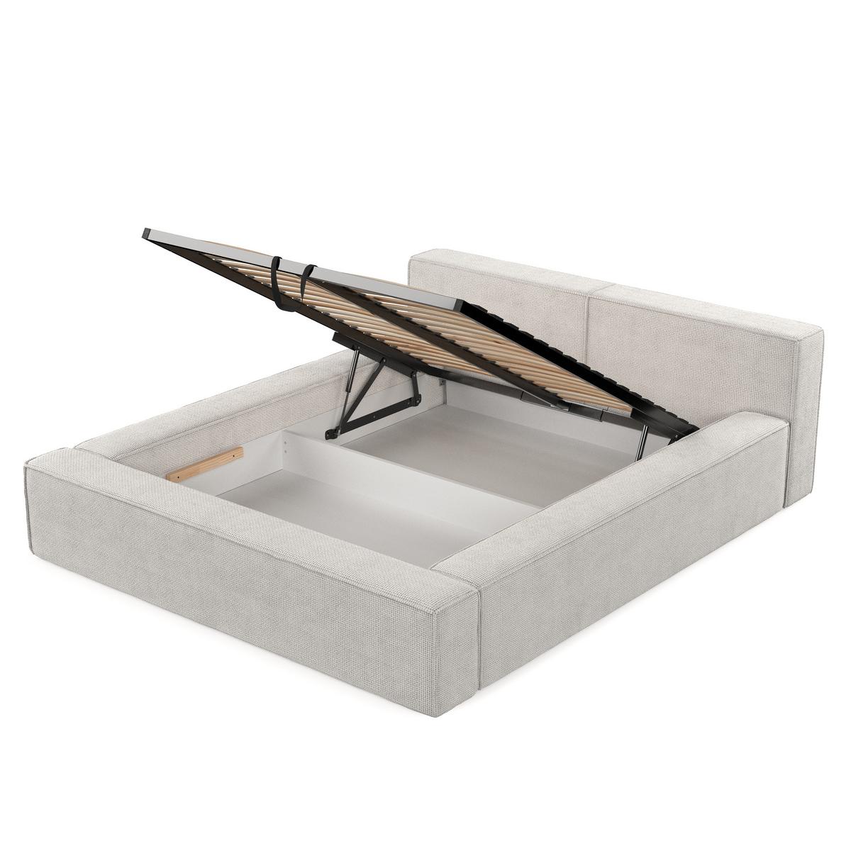 POLSTERBETT Casto mit Stauraum 200/200 cm Creme im Bonita Stoff - Creme/Schwarz, Holz/Holzwerkstoff (200/200cm) - AltaBeds