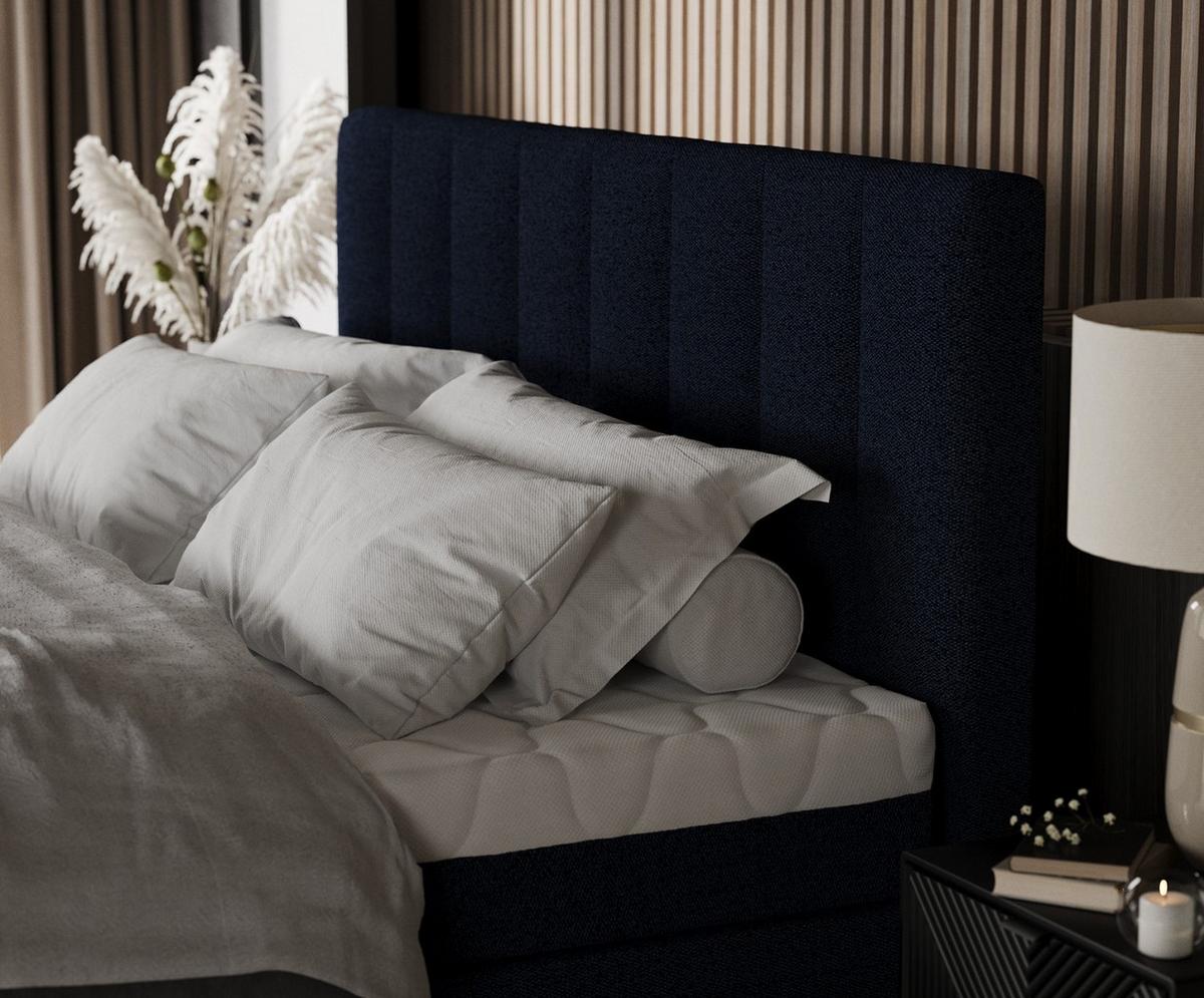 BOXBETT Lume 180/200 cm Marineblau im Riva Stoff - Schwarz/Dunkelblau, Holz/Holzwerkstoff (180/200cm) - AltaBeds