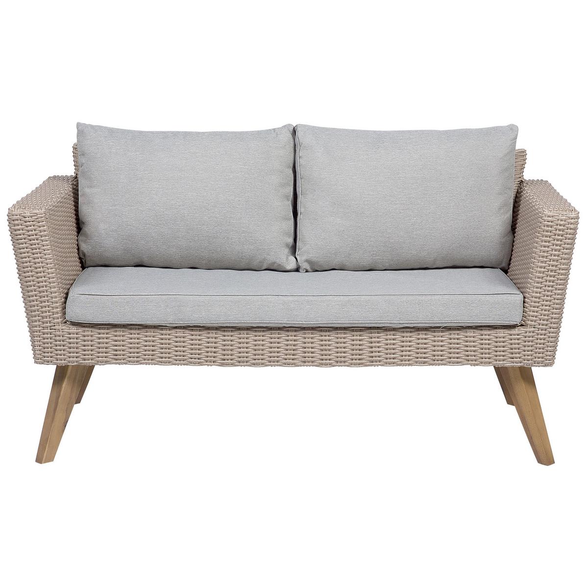 LOUNGE-SET 4-sitzer Rattan Grau Vittoria - Beige, Kunststoff - Beliani