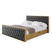 POLSTERBETT mit Bettkasten, Fußteil und Lattenrost, Boxbett ohne Matratze - ENZO5-Z 160x200 Schwarz Kunstleder - Schwarz Hochglanz, Holzwerkstoff/Textil (160/200cm) - ALTDECOR