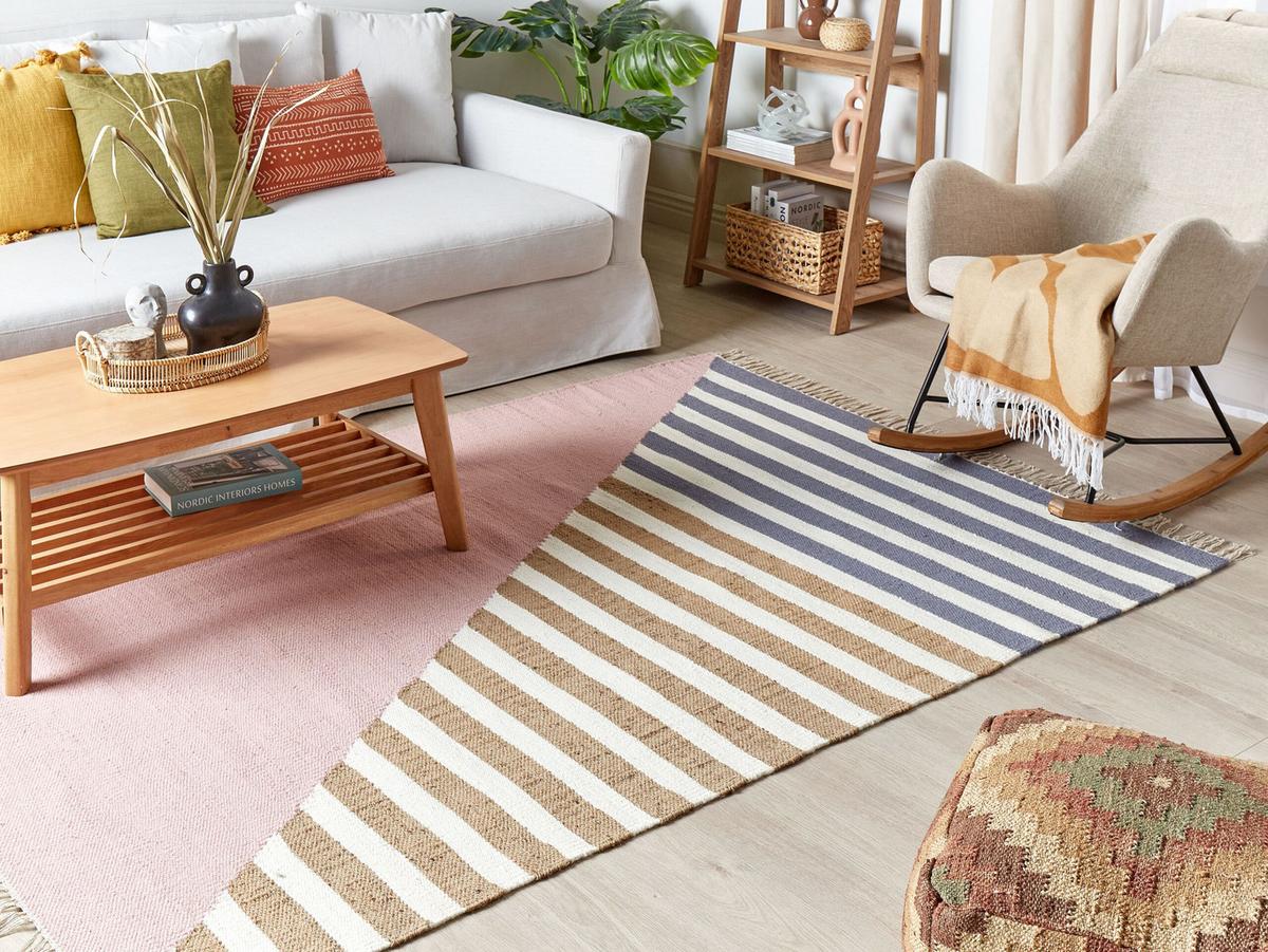 TEPPICH geflochten Engiz 200/140 cm - Multicolor, Textil (140/200cm) - Beliani