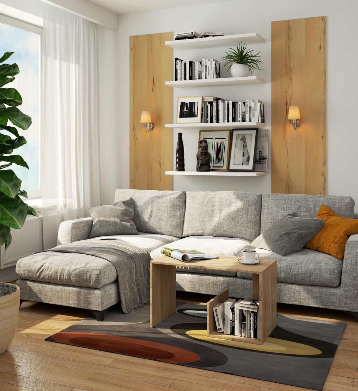 COUCHTISCH Eiche Sonoma 45/80/40 - Sonoma Eiche, Textil (40/80/45cm) - RAUMHIRSCH FURNITURE