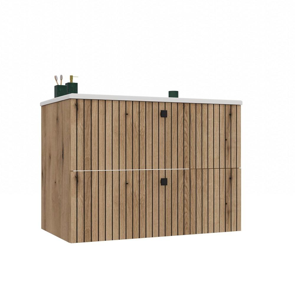 WASCHBECKENUNTERSCHRANK eiche 80/59/47 - Eichefarben, Holzwerkstoff (80/59/47cm) - RAUMHIRSCH FURNITURE