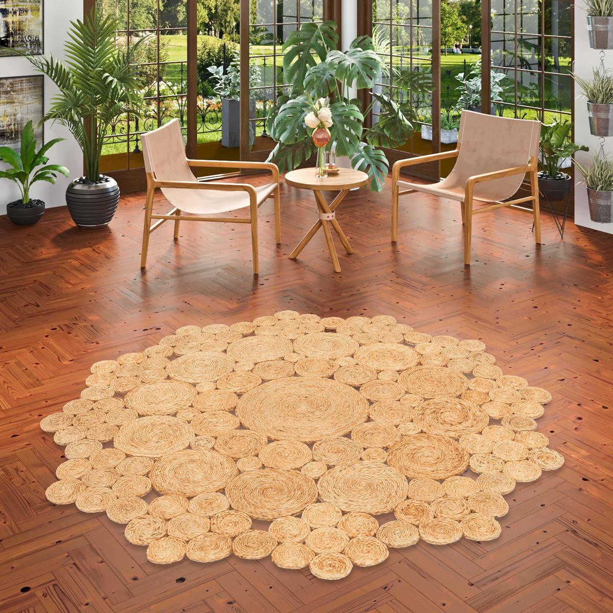 NATURFASER TEPPICH JUTE SALSA NATUR CIRCLE RUND - Beige, Textil (200/200cm) - Pergamon